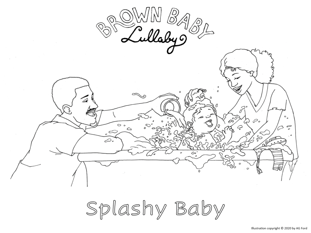 "Splashy Baby" coloring sheet from BROWN BABY LULLABY